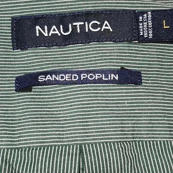 Nautica long-sleeved short style WR0468 Sanded poplin pinstriped shirt. Large - Picture 6 of 11